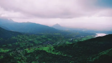 Monsoon fog over Lohagad near Lonavala